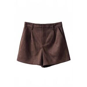 NEW TREND:NOTES women's vegan suede tailored shorts in chocolate brown